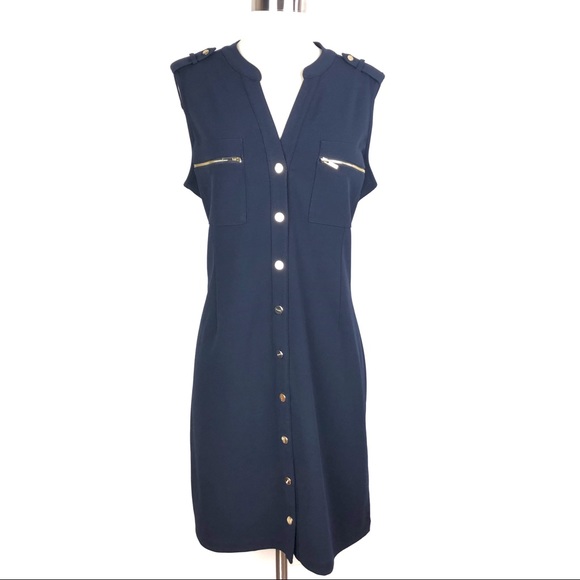 Dkny Dresses & Skirts - New DKNY button down sleeveless sheath dress blue